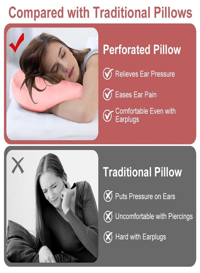AOOSA Piercing Pillow, Pink Adjustable Ear Piercing Pillow for Side Sleepers, Soft Breathable Donut Cushion for Ear, O-Shaped Pillow with Hole Used in Classroom, Office, Campin, Sleeping on Airplane - Image 5