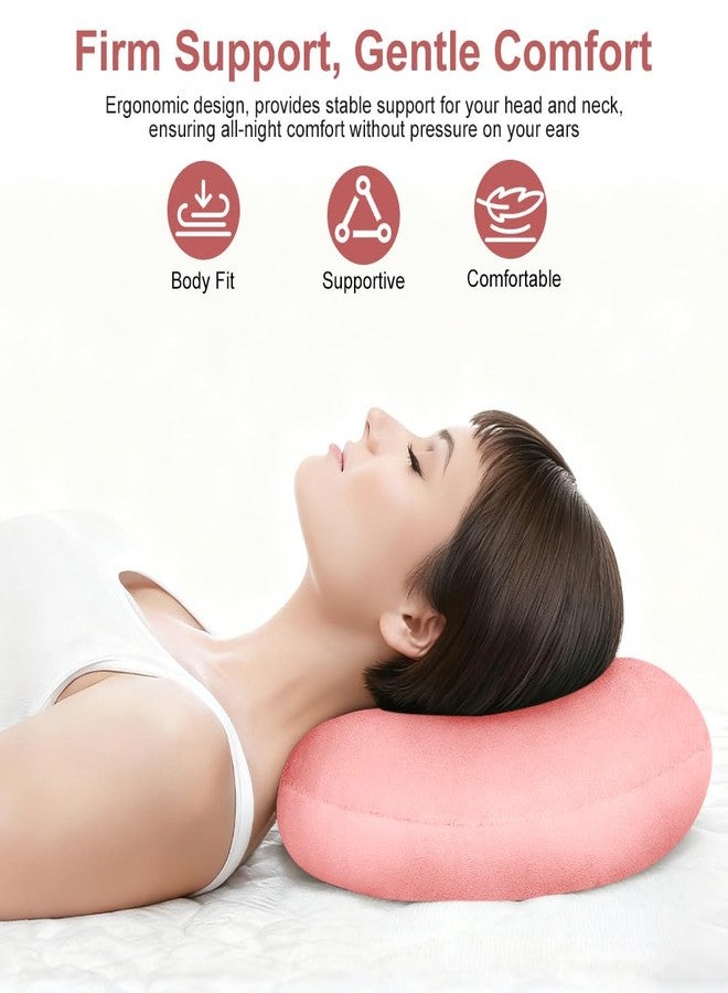 AOOSA Piercing Pillow, Pink Adjustable Ear Piercing Pillow for Side Sleepers, Soft Breathable Donut Cushion for Ear, O-Shaped Pillow with Hole Used in Classroom, Office, Campin, Sleeping on Airplane - Image 4