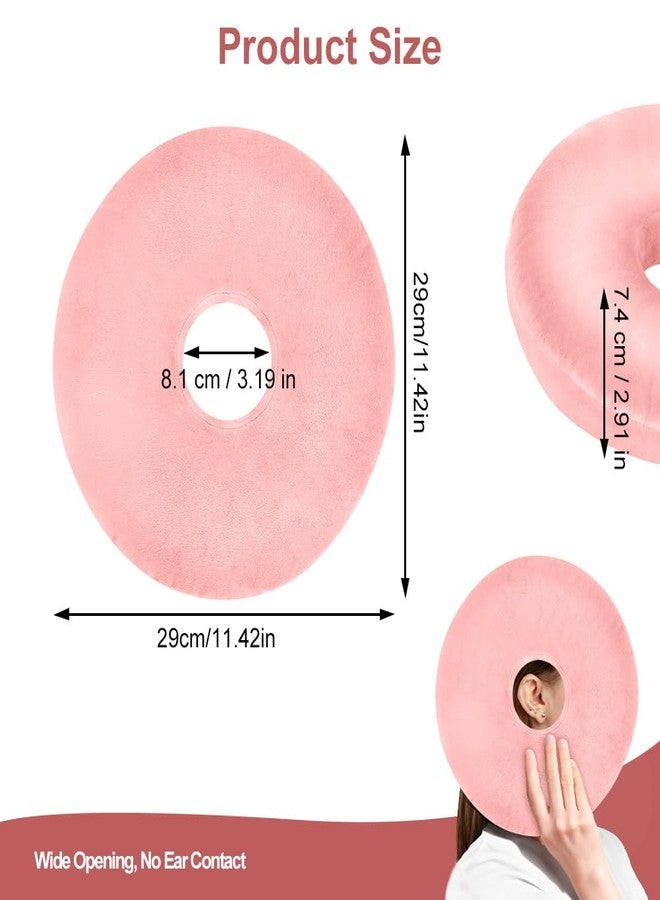 AOOSA Piercing Pillow, Pink Adjustable Ear Piercing Pillow for Side Sleepers, Soft Breathable Donut Cushion for Ear, O-Shaped Pillow with Hole Used in Classroom, Office, Campin, Sleeping on Airplane - Image 2