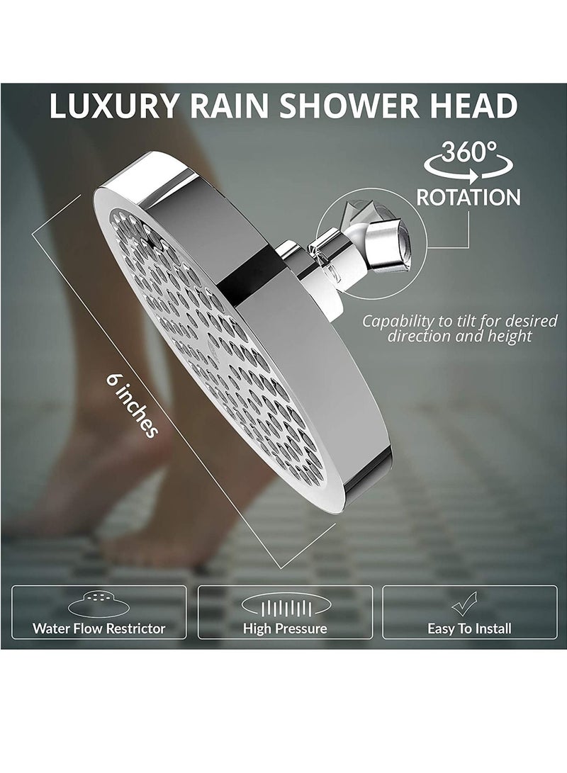 Shower Head High Pressure Rain Luxury Bathroom Showerhead with Chrome Plated Finish Adjustable Angles Anti-Clogging Silicone Nozzles - Image 3