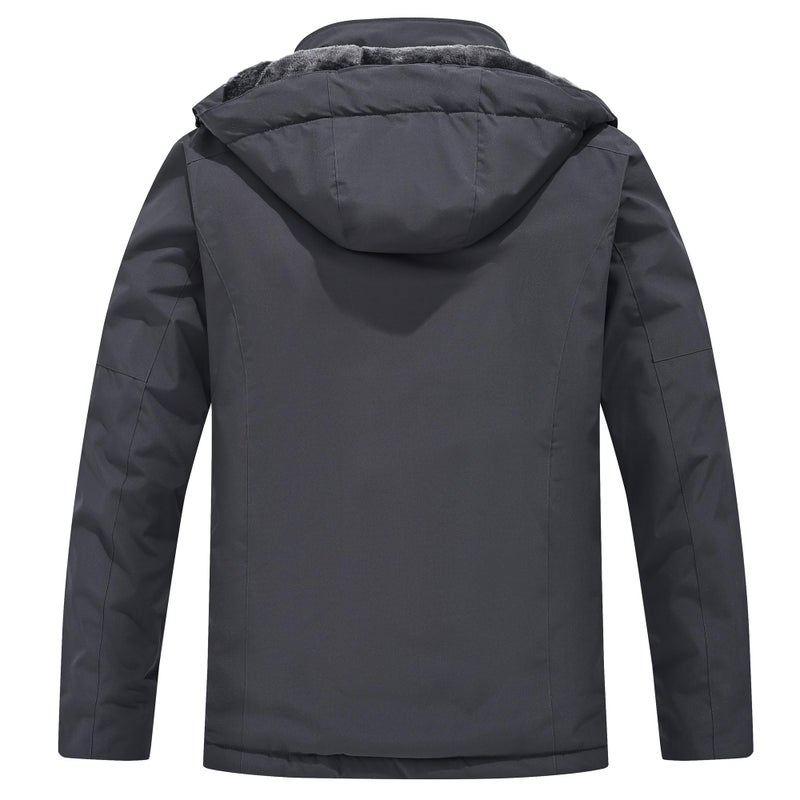 ‎QMP QMP Winter Coats Jackets for Men with Hoode Work Rain Waterproof Windbreaker Fleece Warm Snowboard Ski Snow Military Tactical Casual Insulated Softshell Raincoat Jackets Darkgrey M - Image 2