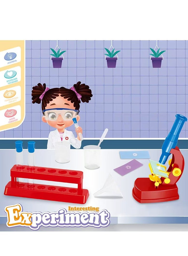 Generic Children's STEM microscope educational toy DIY self-assembly mini lighting teaching scientific experiment set, puzzle toys to cultivate children's interest, allowing children to observe the new world - Image 2