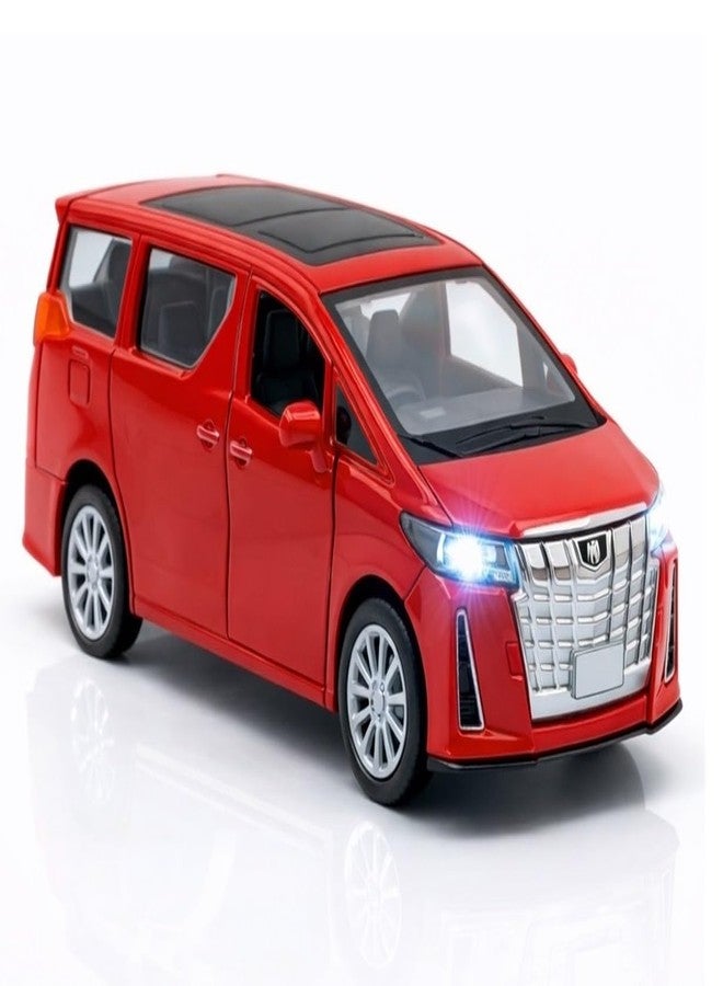 SQUIDSY 1:36 Scale Toyota Alphard Toy Car – Die-Cast Metal Pull Back MPV Model with Openable Doors, Lights & Sound – Alloy Mini Car Gift for Kids, Boys & Collectors (Red) - Image 1