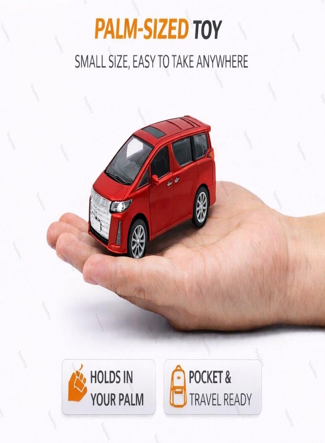 SQUIDSY 1:36 Scale Toyota Alphard Toy Car – Die-Cast Metal Pull Back MPV Model with Openable Doors, Lights & Sound – Alloy Mini Car Gift for Kids, Boys & Collectors (Red) - Image 3
