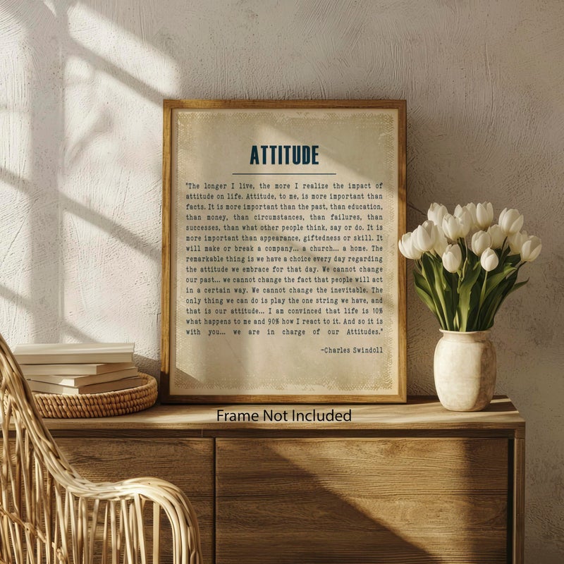 ZUKIY Attitude Is Everything in Life Wall Art - Inspirational Quote Poster 8x10 Unframed Print - Motivational Wall Decor for Office Home Gym or Classroom - Positive Mindset Artwork for Men and Women - Image 5