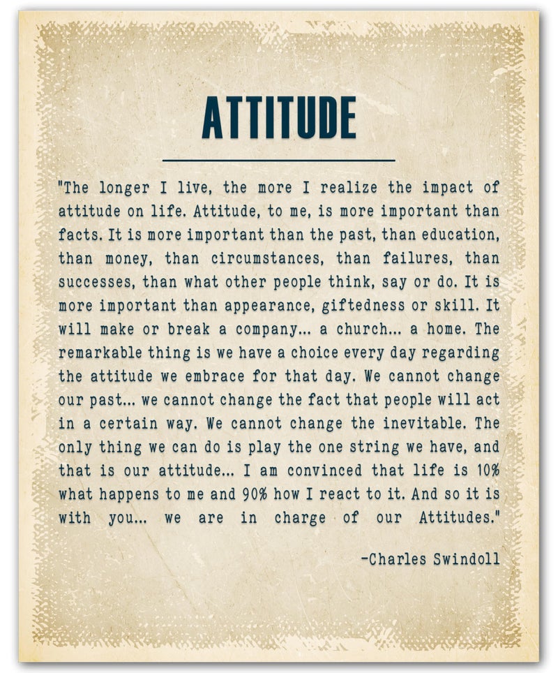 ZUKIY Attitude Is Everything in Life Wall Art - Inspirational Quote Poster 8x10 Unframed Print - Motivational Wall Decor for Office Home Gym or Classroom - Positive Mindset Artwork for Men and Women - Image 1