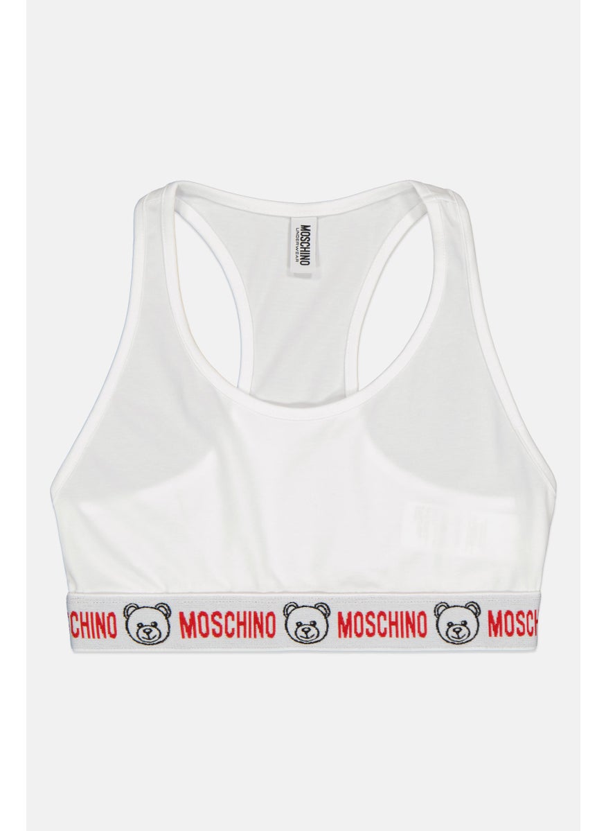 MOSCHINO Women Embroidered Logo Non Padded Bralette, White  - Image 1