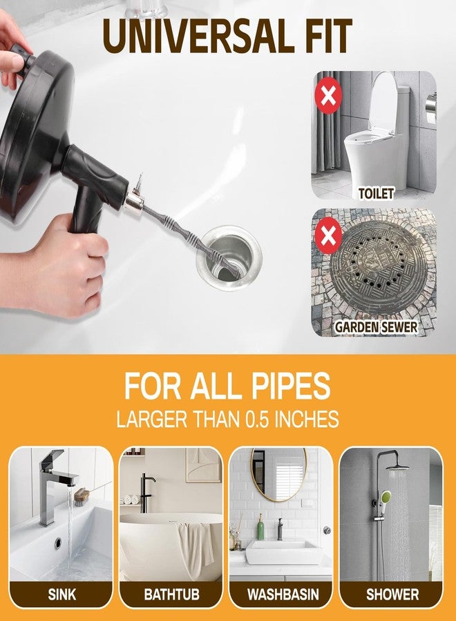 Ginbel Direct Drain Auger 33 Ft, Plumbing Snake Hair Clog Remover Drain Snake Flexible Grabber Heavy Duty Sink Cleaner Tools for Shower Bathtub Bathroom Kitchen Pipe - Image 3