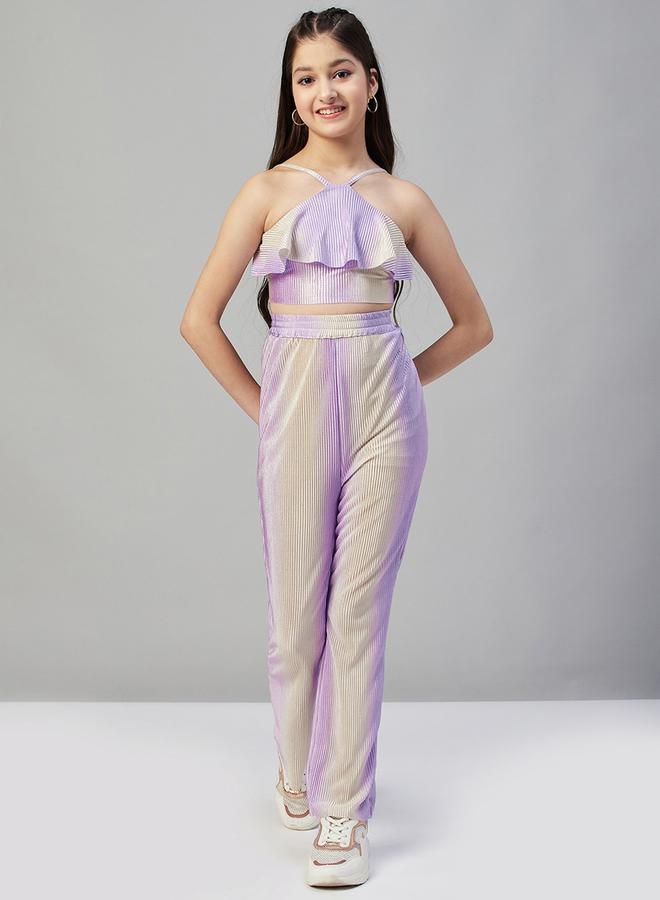 ستايلو بج طقم بلوزة قصيرة بياقة هالتر و بنطلون بتصميم بليس من ستايلو بوغ - Image 1