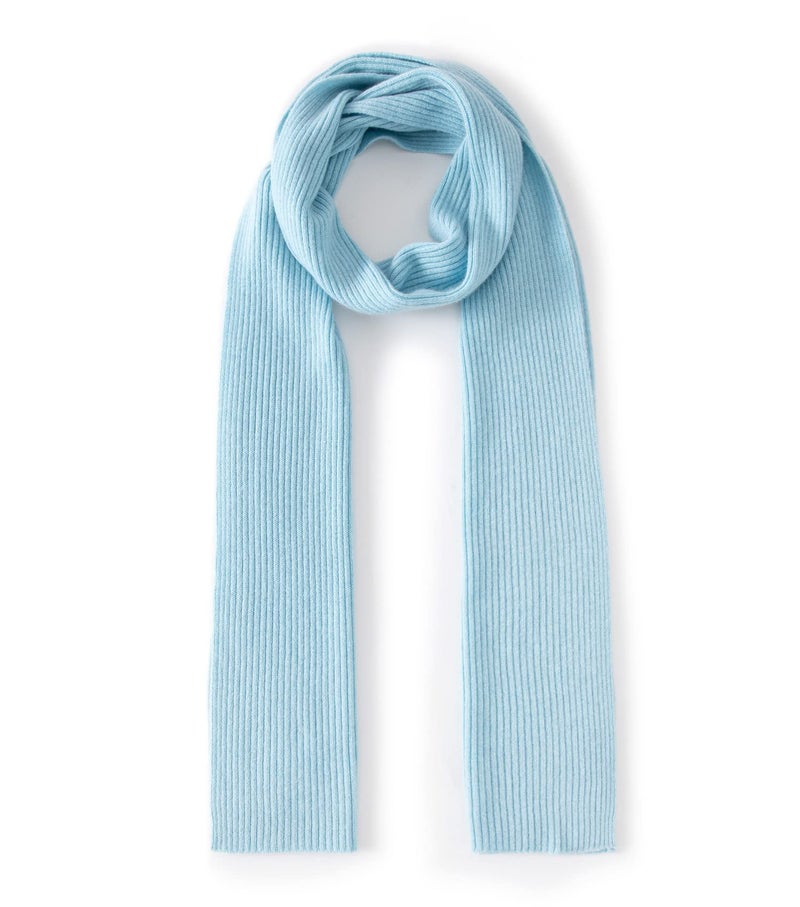 Lallier Cashmere Wool Scarf, Ultra Soft Classic Ribbed Solid Color Winter Scarf for Men and Women with Gift Box, Light Blue - Image 3