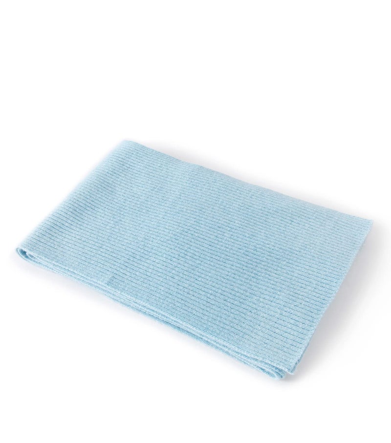 Lallier Cashmere Wool Scarf, Ultra Soft Classic Ribbed Solid Color Winter Scarf for Men and Women with Gift Box, Light Blue - Image 4