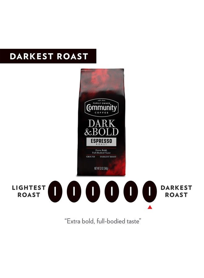 Community Coffee Dark & Bold Espresso Roast, Extra Dark Roast Ground Coffee, 12 Ounce Bag (Pack of 1)  - Image 4