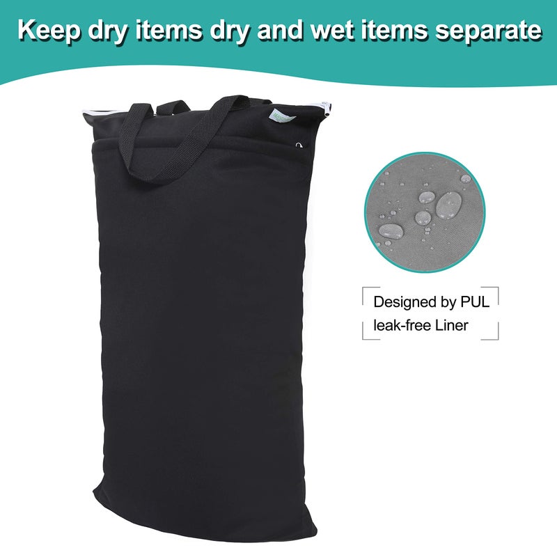 wegreeco Large Reusable Hanging Wet Dry Cloth Diaper Bag (Black) - Image 4