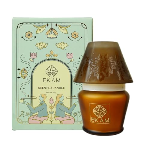 EKAM Scented Candle Frost Glass Lampshade | Rose Fragrance Candle | 114g | 22 Hr Burn | Luxury Aroma Candle for Home Décor, Relaxation, Aromatherapy & Gifting - Image 2