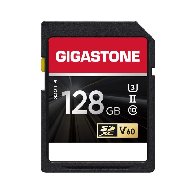 Gigastone GIGASTONE 128GB SD Card UHS-II V60 U3 SDXC Memory Card High Speed Read up to 250MB/s 4K Ultra HD UHD Video for DSLR Canon Nikon Sony Pentax Kodak Olympus Panasonic Digital Camera, with 1 Mini case - Image 1