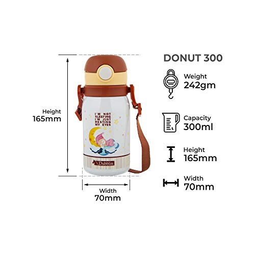 Dubblin Donut Stainless Steel Double Wall Vacuum Insulated BPA Free Water Bottle for Kids with Anti Skid Bottom & Leak Proof Lid, Sports Thermo Flask Keeps Hot 6 Hours, Cold 12 Hours (Brown 300 ML) - Image 5