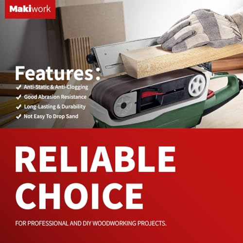 makiwork 3 x 18 Inch 75 x 457 mm Sanding Belts Set - 15-Pack with 80/120/150/240/400 Grits, Aluminum Oxide Abrasive Belts for Woodworking - Image 4
