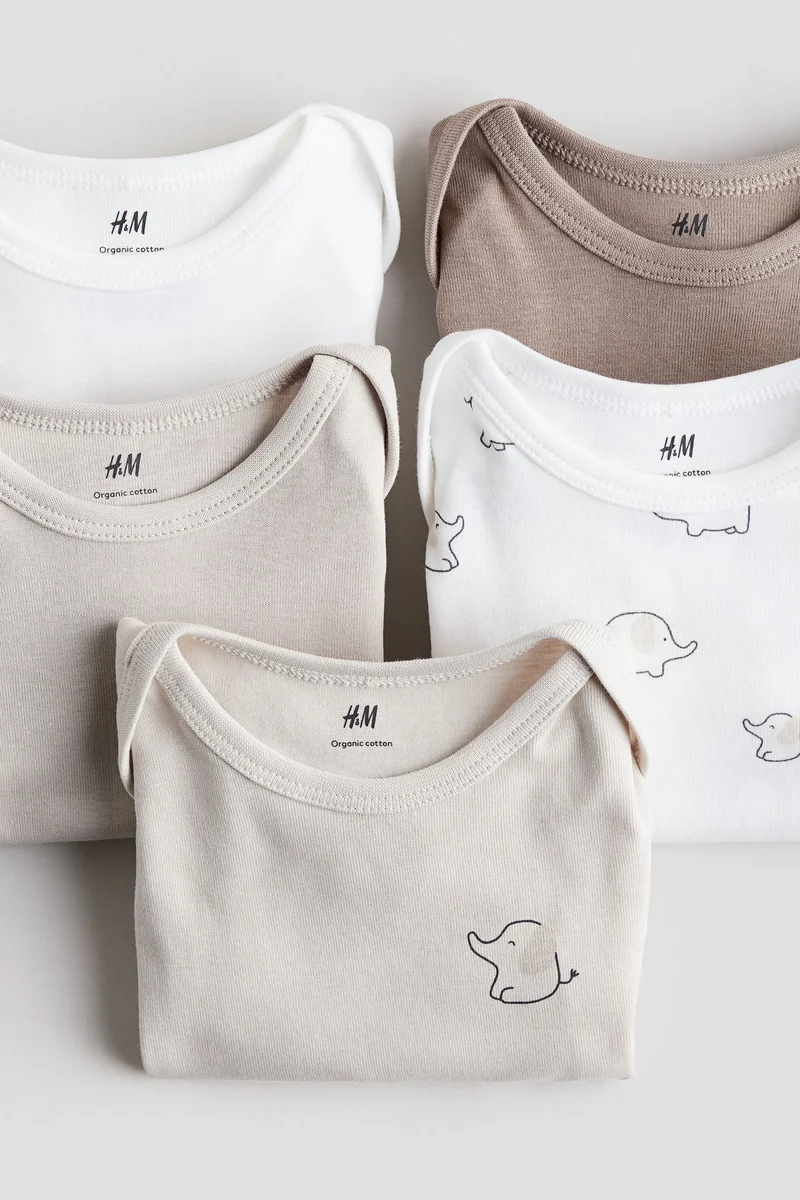 اتش اند ام بودي سوت من القطن - عبوة من 5 قطع