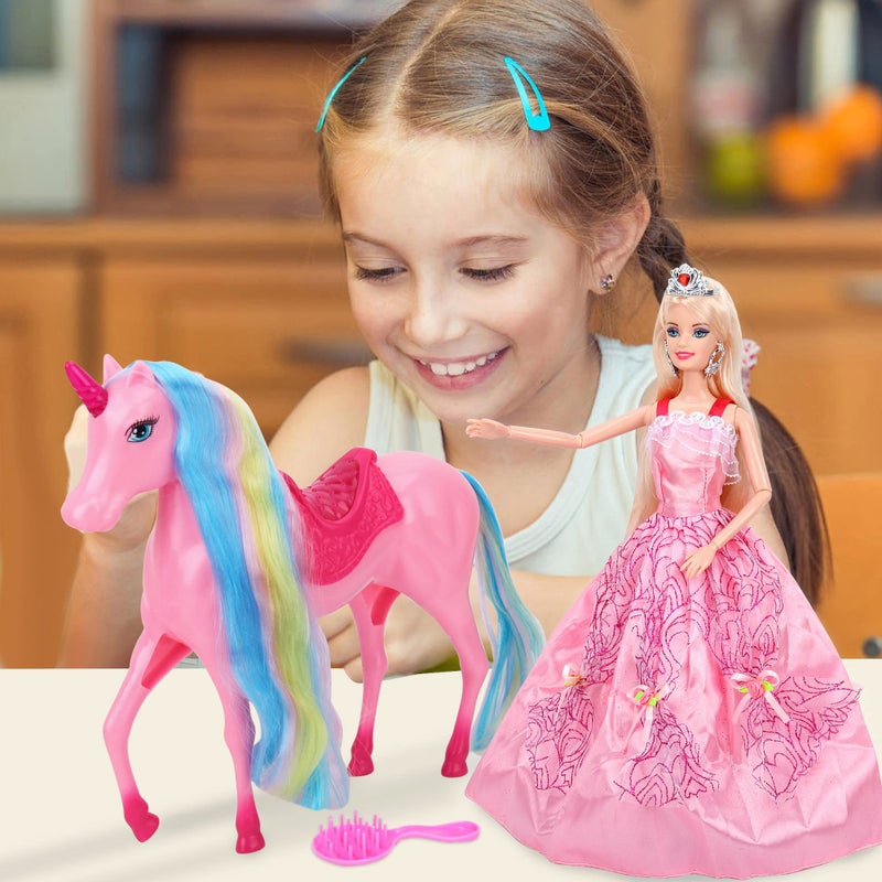 BETTINA Magical Light Unicorn Princess Dolls Set, Unicorn Toys for Girls, Horse Toy with Mane and Tail, Princess Toys, Unicorn Gifts for Girls - Image 3