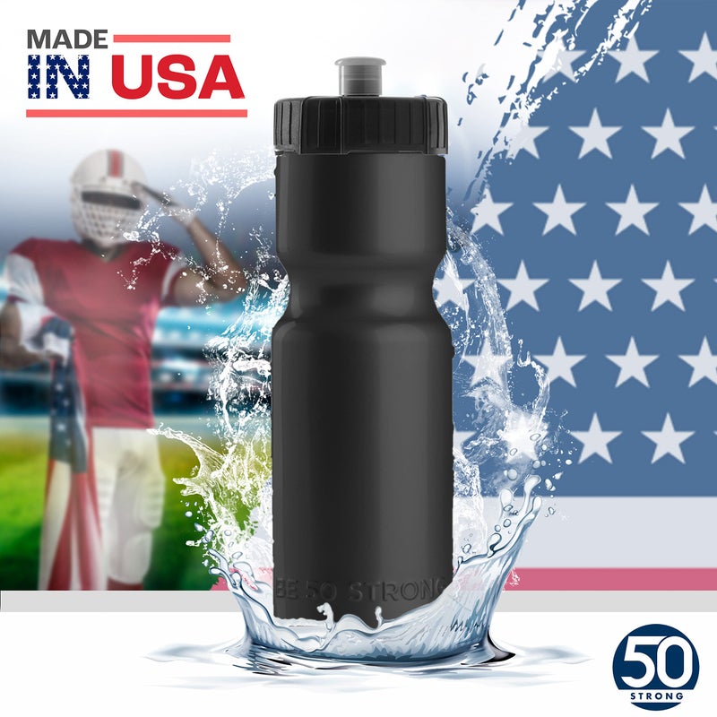 50 Strong Bulk Water Bottles 24-Pack â€“ 22 oz BPA-Free Sports Bottles with Easy-Open Pull Top Cap â€“ Made in USA â€“ Reusable & Top Rack Dishwasher Safe Brand - Image 2