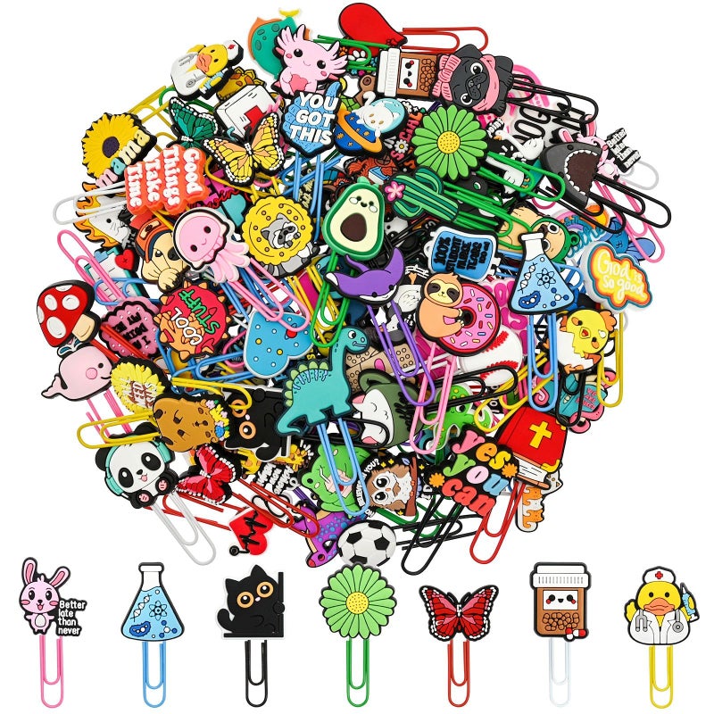 Pabucle 30 PCS Random Paper Clips Metal Paperclip Large Size Paper Clip Cute Bookmark Colorful Office Supplies Bookmark Clamp Desk Accessories Stationery Gifts - Image 1