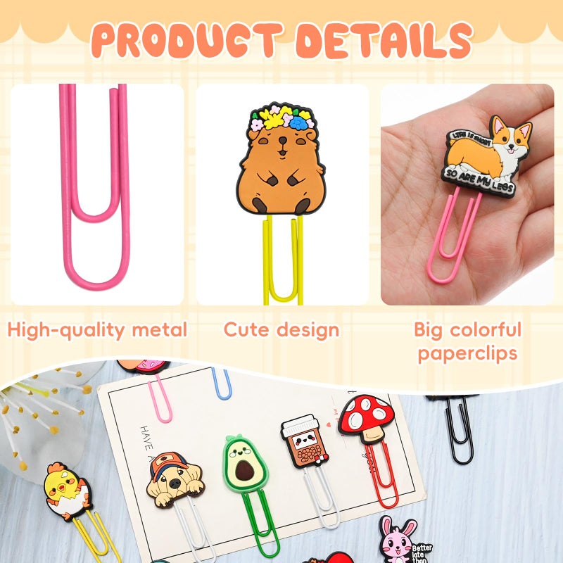 Pabucle 30 PCS Random Paper Clips Metal Paperclip Large Size Paper Clip Cute Bookmark Colorful Office Supplies Bookmark Clamp Desk Accessories Stationery Gifts - Image 3
