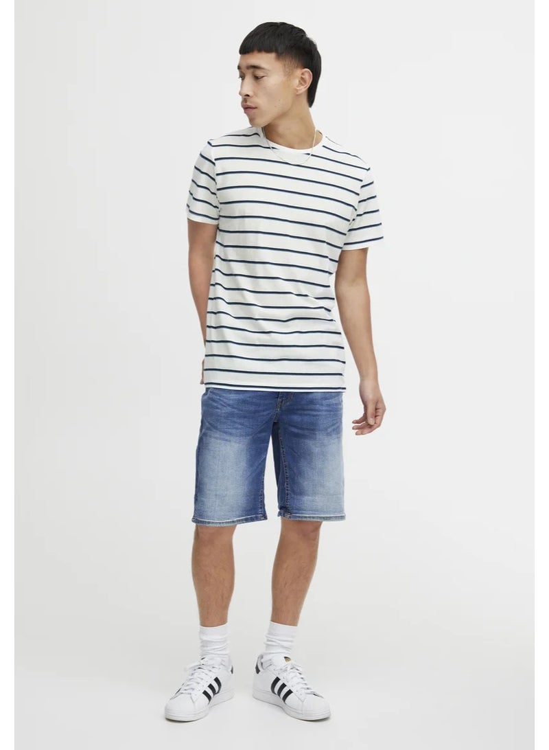 Blend Men's Striped T-Shirt – Short Sleeve, Crew Neck, Cotton Blend Jersey, Regular Fit  - Image 3