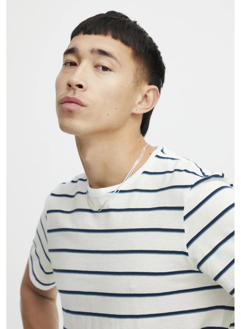 Blend Men's Striped T-Shirt – Short Sleeve, Crew Neck, Cotton Blend Jersey, Regular Fit  - Image 2