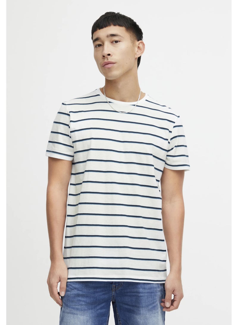 Blend Men's Striped T-Shirt – Short Sleeve, Crew Neck, Cotton Blend Jersey, Regular Fit  - Image 1