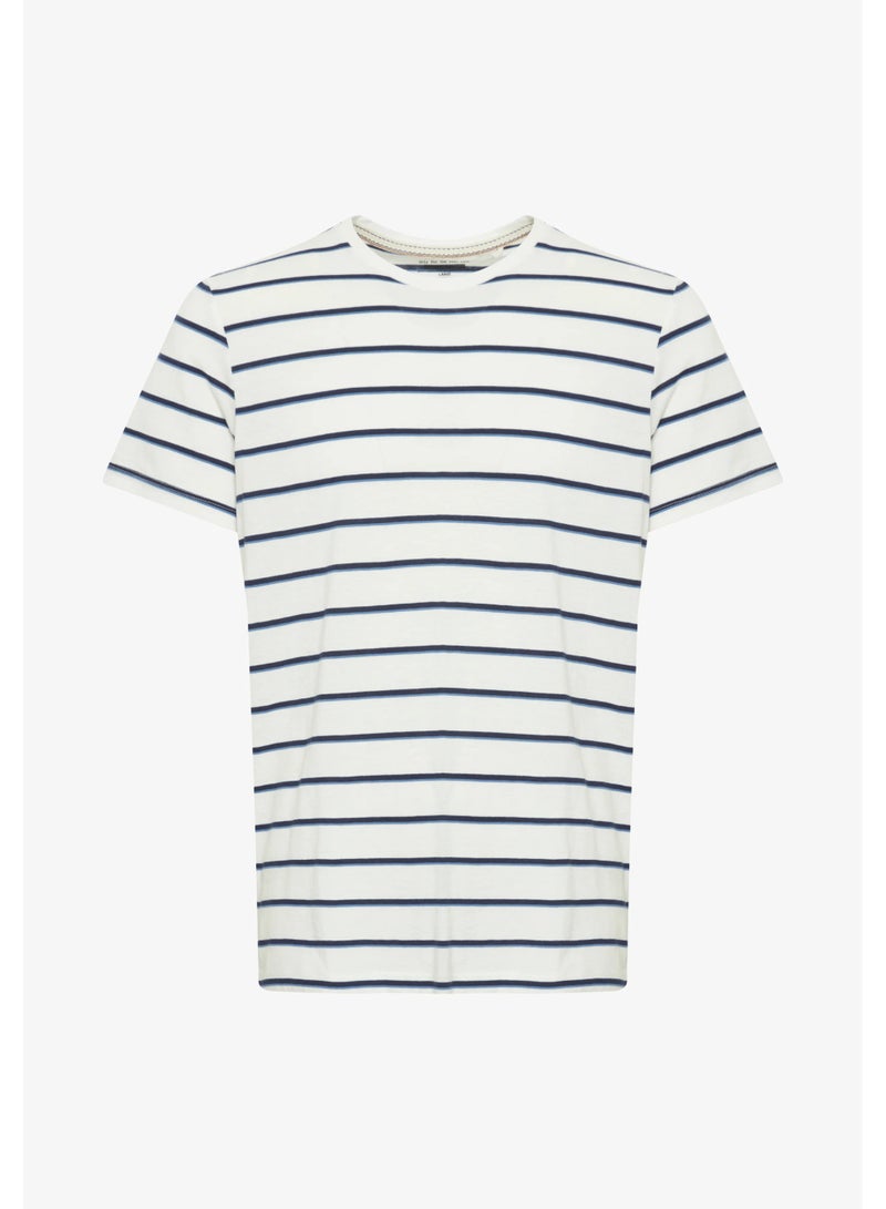 Blend Men's Striped T-Shirt – Short Sleeve, Crew Neck, Cotton Blend Jersey, Regular Fit  - Image 4