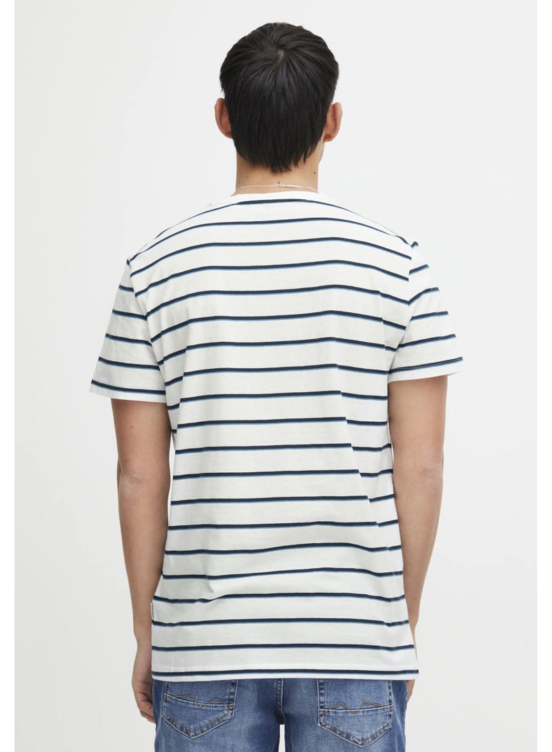 Blend Men's Striped T-Shirt – Short Sleeve, Crew Neck, Cotton Blend Jersey, Regular Fit  - Image 5