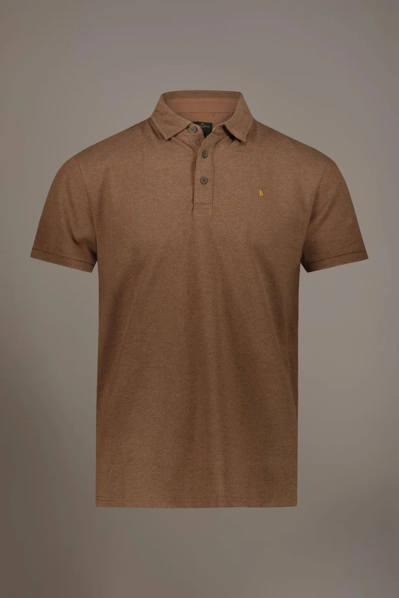 Doppelganger  Short sleeves melange polo cotton blend - Brown for Men | Best Price UAE