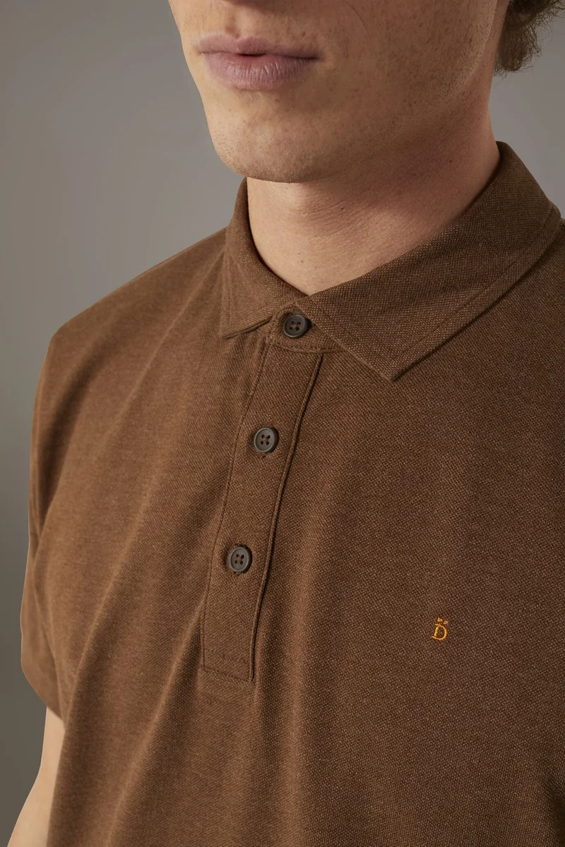 Doppelganger  Short sleeves melange polo cotton blend - Brown for Men | Best Price UAE