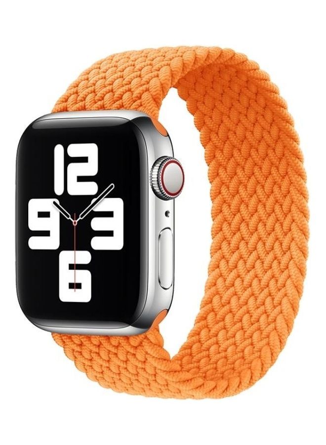 NIBEMINENT Metal Head Braided Nylon Solid Colour Replacement Strap Watchband For Apple Watch Series 7/6/5/4/3/2/1/SE 41/40/38mm Orange - Image 2