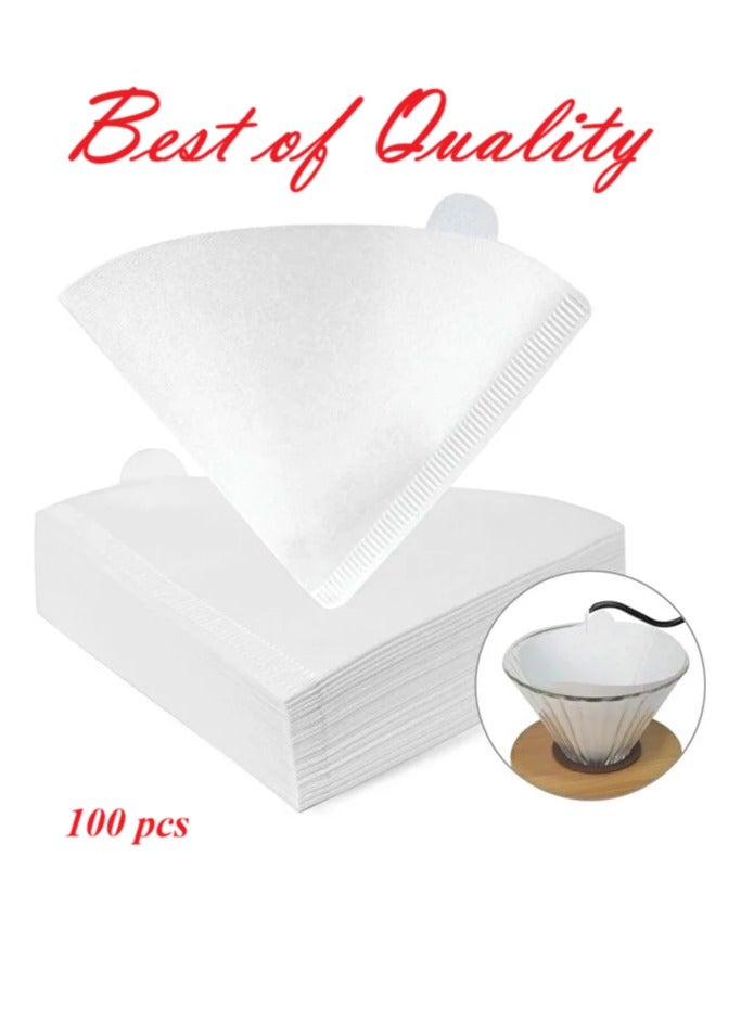 ون كون فلتر قهوة أبيض طبيعي V60 مخروطي الشكل، الحجم v02 v02 (أفضل فلتر - 100 ورقة في العبوة) - Image 1