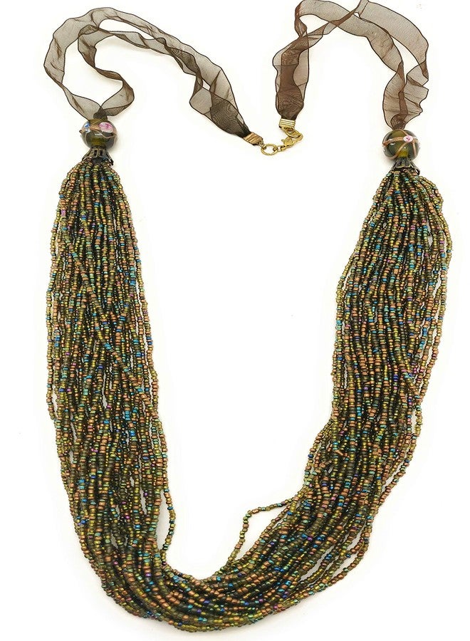 دي سي أيه قلادة نسائية من الزجاج المتعدد باللون الرمادي اللافندر من DCA (4479) (نحاس زيتوني) - Image 1