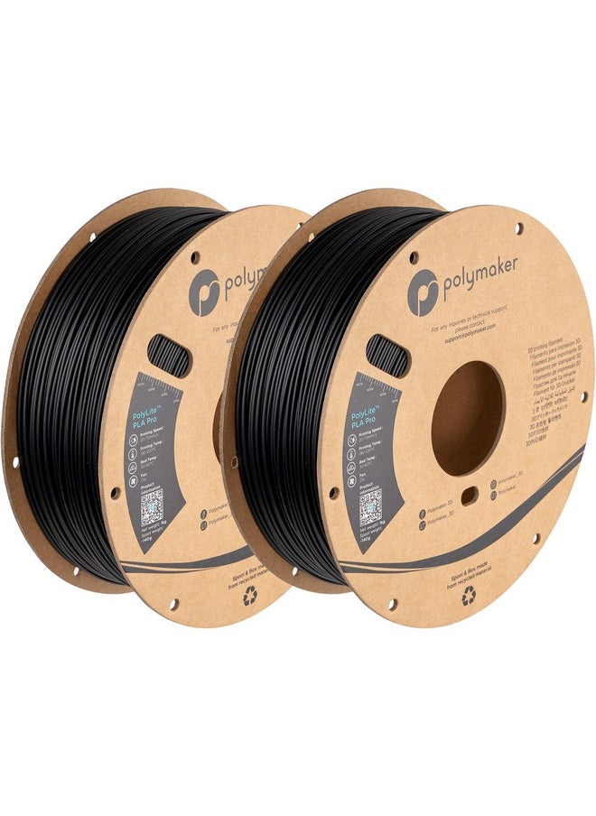 polymaker Polymaker PLA PRO Filament 1.75mm 2kg, Tough & High Rigidity Black*2 3D Printing Filament, PolyLite PLA PRO 3D Printer Filament 1.75mm, Print with Most 3D Printers  - Image 1