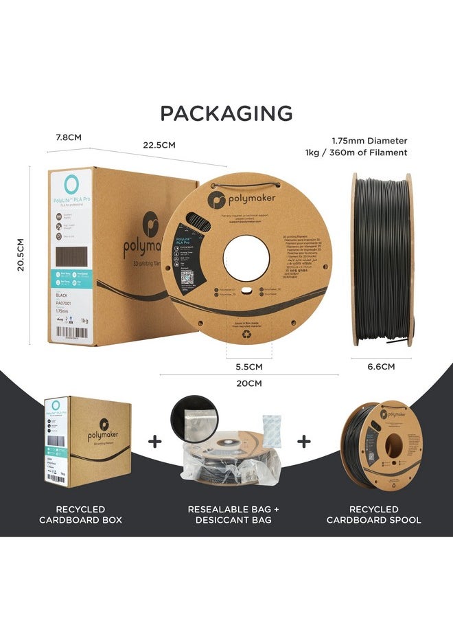 polymaker Polymaker PLA PRO Filament 1.75mm 2kg, Tough & High Rigidity Black*2 3D Printing Filament, PolyLite PLA PRO 3D Printer Filament 1.75mm, Print with Most 3D Printers  - Image 5