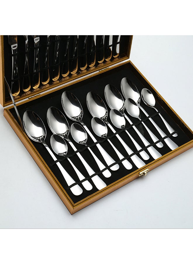 24-Piece Stainless Steel Flatware Set Silver 34.5x25.5x4.5cm - Image 2