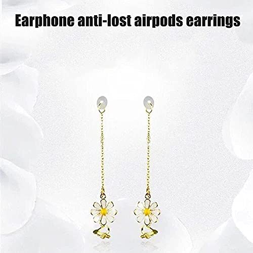 VIOKKO 2Pcs Anti-Lost Earring for Airpods Wireless Earphone Holder Daisy Flower Strap Earrings Holder Earhooks for Women - Image 3