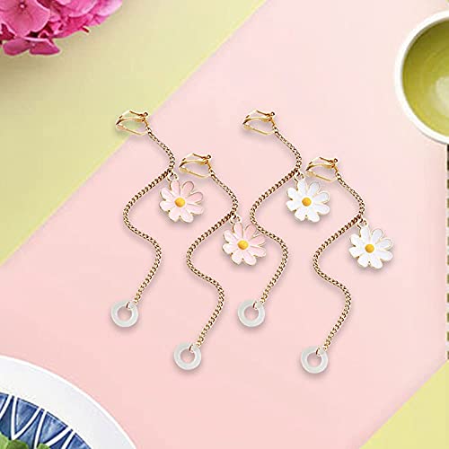 VIOKKO 2Pcs Anti-Lost Earring for Airpods Wireless Earphone Holder Daisy Flower Strap Earrings Holder Earhooks for Women - Image 4