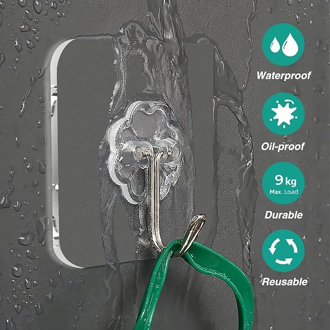 Raghuveer Wall Hanger Hook for Hanging Strong Without Drilling Self Adhesive Heavy Duty Kitchen Accessories Items Transparent PVC Sticker Pack of 10  - Image 2