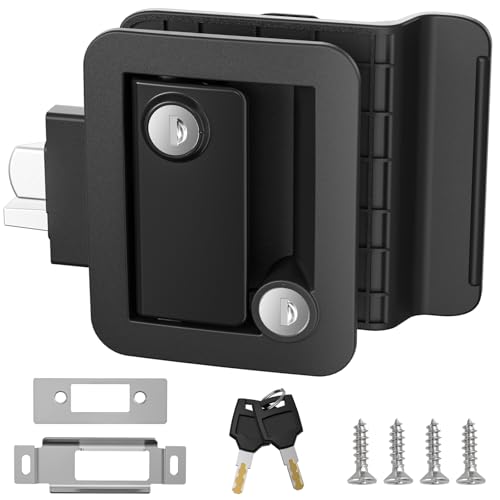 Marvelity Upgraded RV Door Lock Replacement, Black RV Door Latch with Paddle Deadbolt, Fit 3.55" x 2.68" Lock Hole, Black Nylon Material Door Lock with 2 Keys for Cargo Hauler Travel Trailer - Image 5