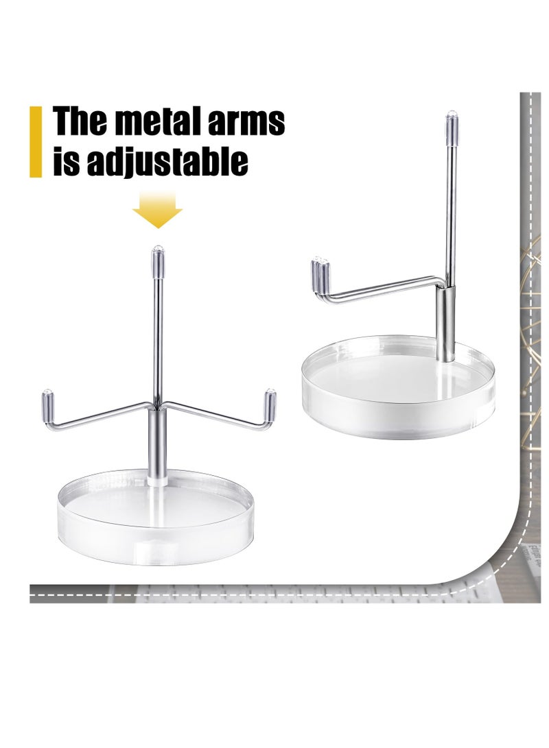 SOLARAE Adjustable Metal Arms Display Stand Easel, 4 Pcs Crystal Display Stand, Clear Display Easel Stands Pedestal, with Acrylic Base, Small Collectibles Display Stands for Mineral Agate Collectibles - Image 4