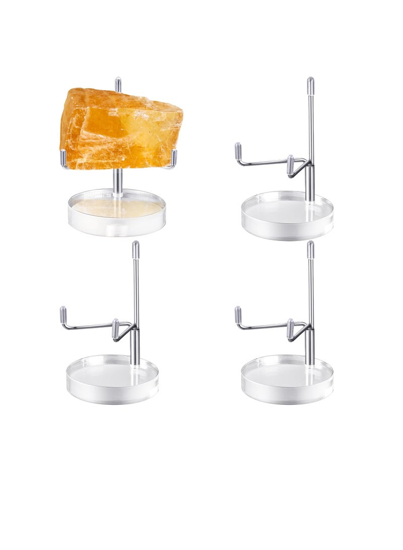 SOLARAE Adjustable Metal Arms Display Stand Easel, 4 Pcs Crystal Display Stand, Clear Display Easel Stands Pedestal, with Acrylic Base, Small Collectibles Display Stands for Mineral Agate Collectibles - Image 1