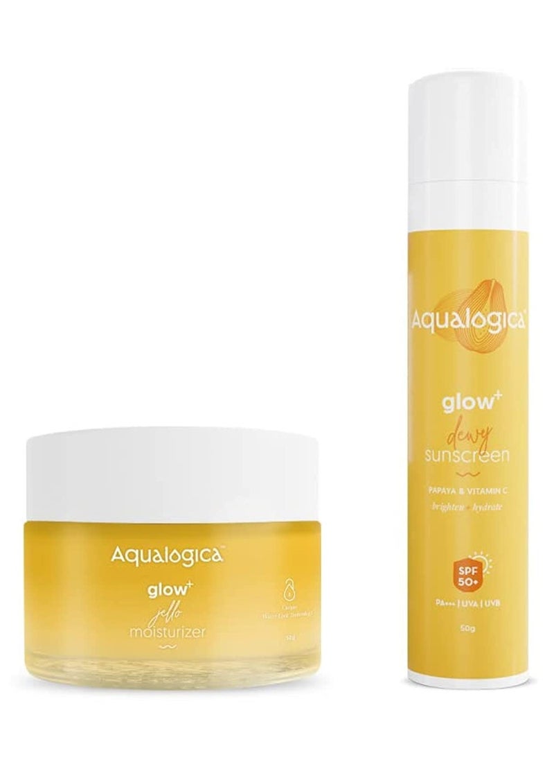 Aqualogica Aqualogica Protect & Brighten Duo Sunscreen (50g) | Gel Moisturiser (50g)  - Image 1