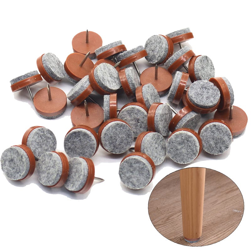 40pcs Round Heavy Duty Nailon Felt Pad for Furniture Chair Table Leg Feet Floor Protectors Slide Smoothly Brown Pad Diameter 20mm