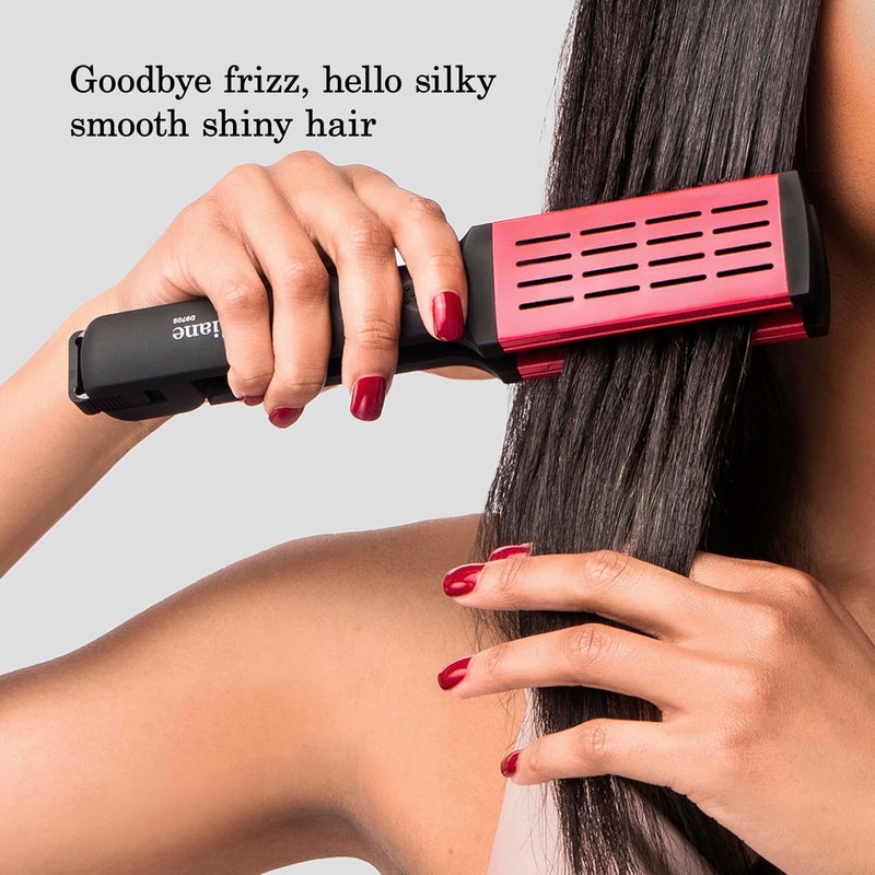 Diane Ceramic Straightening Brush with Nylon Bristles for Smoothing and Styling Thick Coarse Hair, Double-Sided Hair Straightener Brush, 2-in-1 Smoothing Hair Brush, Gently Removes Tangles - Image 2
