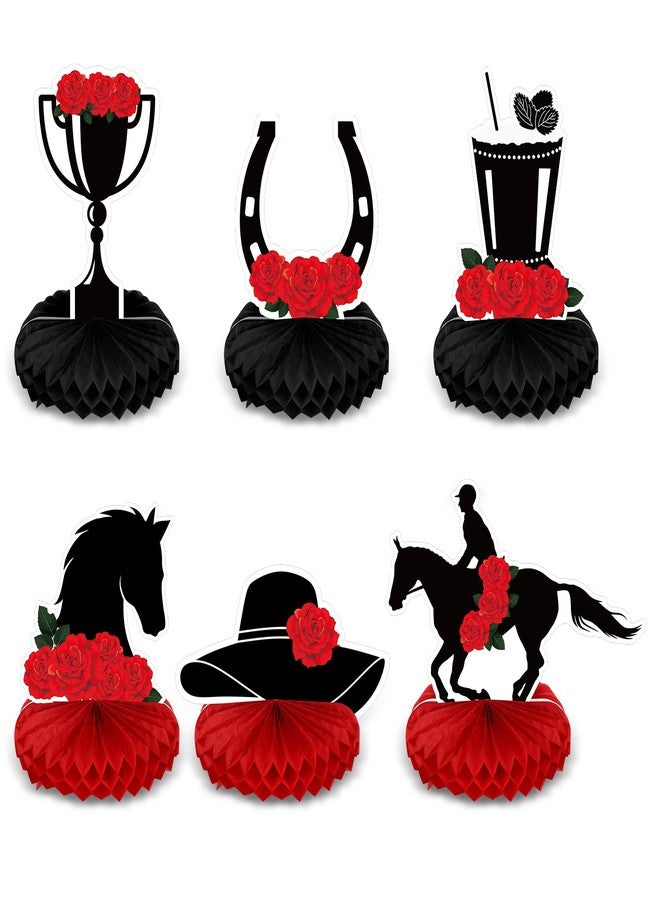 Epakh 12 Pcs Derby Horse Table Decorations Derby with Rose Table Honeycomb Centerpiece Signs Double Sided Horse Racing Party Decorations for Themed Party Supplies Equestrian Jockey Festival Decor - Image 4