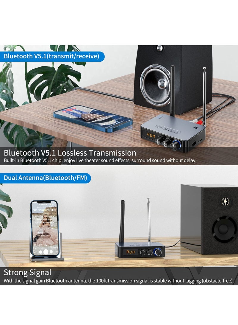 Bluetooth Audio Adapter Transmitter Receiver - Bluetooth 5.1 Receiver for Wired Speakers or Home Music Streaming Stereo System for Receiver Wireless Audio Adapter with Low Latency RCA AUX 3.5mm - Image 5